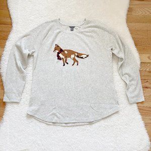 Eddie Bauer, NWOT,  Women's Long-Sleeve Thermal Crew, Graphic Fox, Gray, S / XL